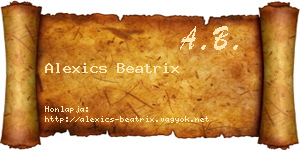 Alexics Beatrix névjegykártya