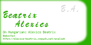 beatrix alexics business card